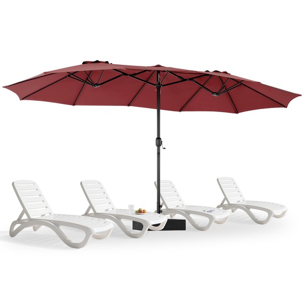SMUG 15FT Large Patio Umbrella with Base, Outdoor Rectangle Market