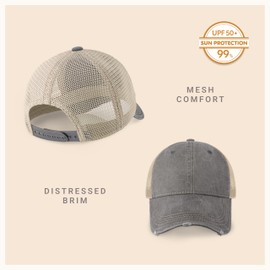 CHOK.LIDS Everyday Premium Washed Trucker Hat Unstructured Vintage Distressed Pigment Dyed Cap Adjustable Outdoor Headwear (Light Grey)
