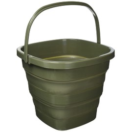 BUNDOK BD-602KA Folding Bucket, 3.2 gal (10 L), Khaki, Folding, Compact Storage