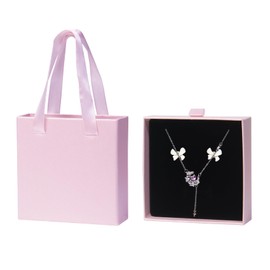 Nideen 10× 10× 3.5cm Jewellery Gift Box with Handle, Small Gift Box for Jewellery Necklace Bracelet Gift Box Small Paper Box for Gift Presents(pink)