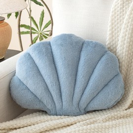Znhinery Shell Pillow, Seashell Throw Pillow with Soft Rabbit Plush for Couch Bed, Shell Shaped Decorative Ocean Pillow Stylish Beach Cushion Room Decor Aesthetic for Bedroom Livingroom
