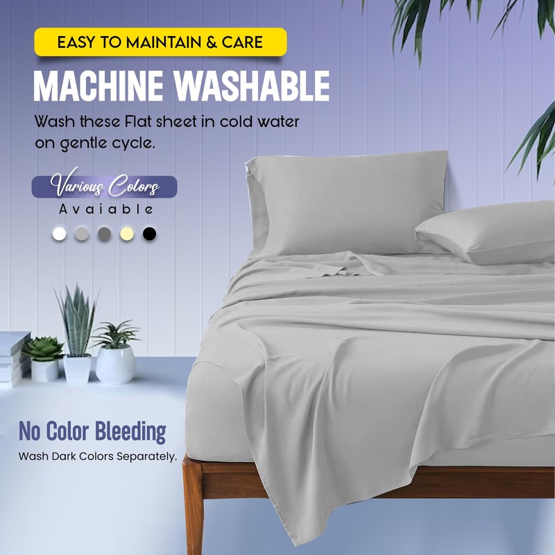 Sunshine Comforts Microfiber Flat Sheets King Size Breathable, Anti Wrinkle,