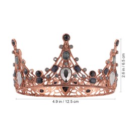 minkissy Baroque Rhinestone Crown - Black Vintage Round Tiara - Rhinestone Queen Crown - Rhinestone Headband for Women Bride Wedding Festival Party