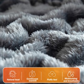 NUODWELL Soft Warm Flannel Throw Blanket, Cozy Fuzzy Bed Blanket, Large Fluffy Rabbit Fur Blanket for Bedroom, Couch, Sofa (Dark Gray, 130 * 155CM)