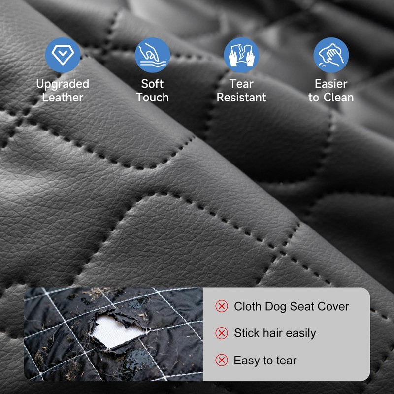REDASW Dog Car Seat Cover Waterproof Vegan Leather, Scratchproof, Hard