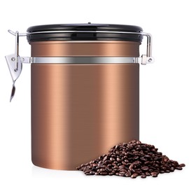 1.5L 304 Stainless Steel Airtight Coffee Beans Container Storage Canister Can Gold