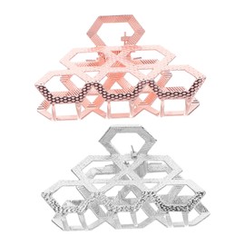 Baluue 2pcs Vintage Metal Hair Clips for Women Geometric Claw Clamps with Non Slip Hold for Updo Ponytail Styles Rose Gold Silver for Everyday Events
