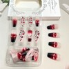 Vopintpy Plant Leopard Print Press on Nails Black Red Gradient