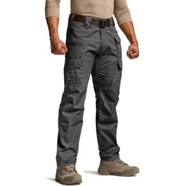 CQR Men's Tactical Pants, Water Resistant Ripstop Cargo Pants, Lightweight EDC Work Hiking Pants, Outdoor Apparel, Duratex Mag Pocket Charcoal, 38W x 30L