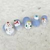 Snowman Village Handmade Nail Tips - Natural / 눈사람 마을