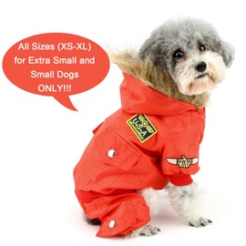 Zunea Hooded Dog Jumpsuit with Fleece, Waterproof Snowsuit, (Runs Small, Please Order One Size Larger)