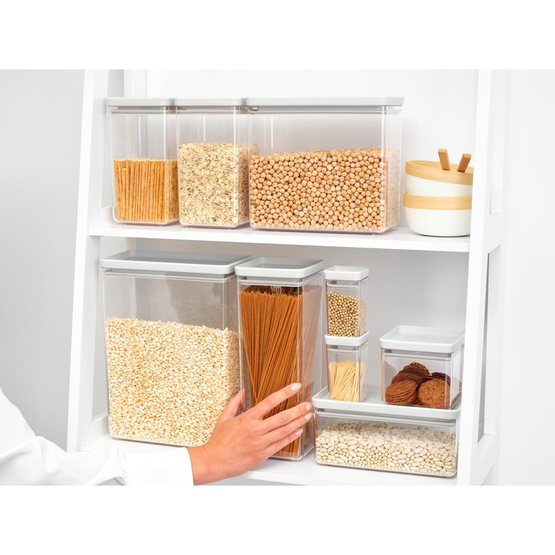 Brabantia Stackable Canister, 5.4 Litre, Tasty+, Light Grey