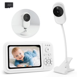 NUOTUN Baby Monitor with Camera Without WiFi, 1080P Baby Camera Monitor with Holder & Bed Clip, Night Vision, 2-Way Audio, Crying Detection, Easy to Install, Baby First Equipment Newborn