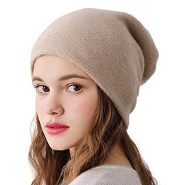 WaySoft Aspen 100% Pure Cashmere Ski Snow Winter Beanie Double Layer Knit Beanie for Men and Women (Beige)