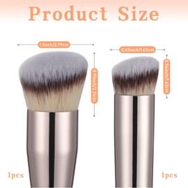 Kryzalite® Pack of 2 Kabuki Brushes, Achieve a Flawless Look, Angled Foundation, Concealer and Contour Brush with Dense Synthetic Bristles (Brown Gradient)