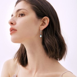 Moonstone Earrings Sterling Silver Vintage Leverback Drop Dangle Earrings with June Birthstone Earrings, Birthday Christmas Anniversary Jewelry Gifts for Women