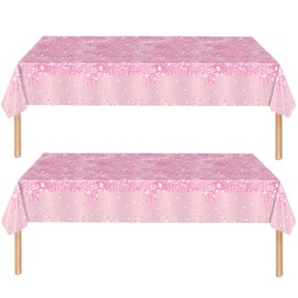 2Pcs Pink Party Plastic Table Cloth,137x274cm Shiny Glitter Pink Tablecloths Rectangular Diamond BabyPink Party Dining Table Cover,Tablecloths for Baby Shower,Wedding,Birthday Tablecloth Decor