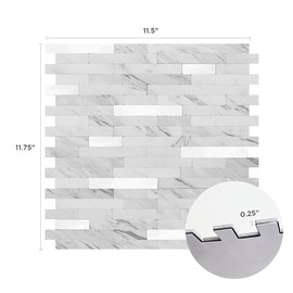 Tic Tac Tiles Peel and Stick Self Adhesive Removable Stick On Kitchen Backsplash Bathroom Metallic Tiles (Marble White, 1)