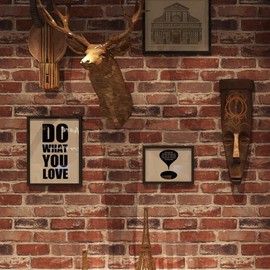 Akywall Red Brick Wallpaper Peel and Stick 393.7 Inch Removable Waterproof Rustic Brick Contact Paper Textured Faux Rock Stone Self Adhesive Wall Paper Peelable Wall Covering Realistic Home Decor