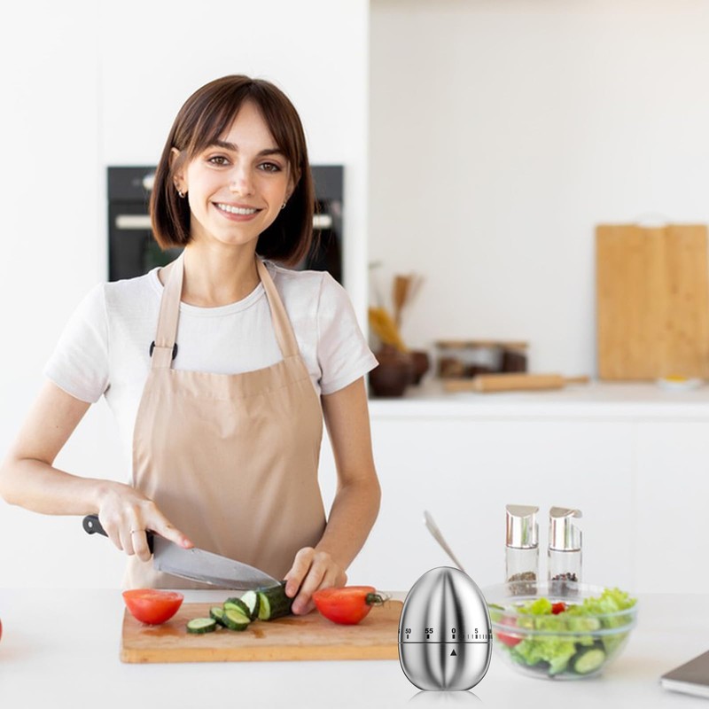 Rseuphiee Egg Timer, Kitchen Timer Egg Made of Stainless Steel,