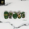 Gold picture frame handmade nail tips - Short round /