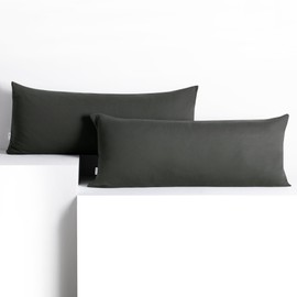 DecoKing 2 Pillowcases 40 x 120 cm Jersey Cotton Zip Graphite Amber