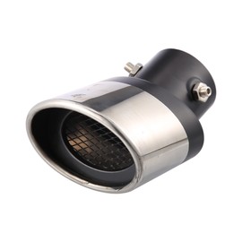 X AUTOHAUX 63mm 2.48" Inlet Curved Type Universal Exhaust Pipe Muffler Tip Tailpipe Bolt-On for Car Truck 4" Outlet Diameter 6.1" Length Stainless Steel Black