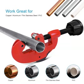 Anmxkoo Pipe Cutter Tool, Professional Copper Pipe Cutter Kit with 2Pcs Spare Blade, Quick and Clean Cuts, 1/8 to 1-1/4 Mini Tubing Cutter for Aluminum, Copper, Thin Stainless Steel Pipe