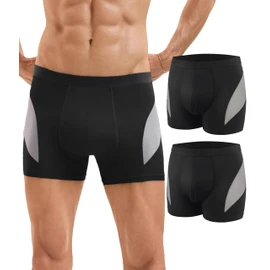 SUNCHIRI Incontinence Underwear For Men, Athletic 80ML Absorbency Washable Reusable Leak-Proof Boxer Brief 2 Pack (Black, Medium)