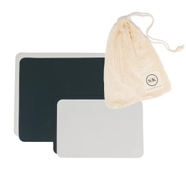 The Silicone Kitchen Reusable Silicone Oven Baking Mats Gift Set Bundle, 2 Half-Sheet, 2 Quarter-Sheet, Vintage Navy Blue, Pearl Gray