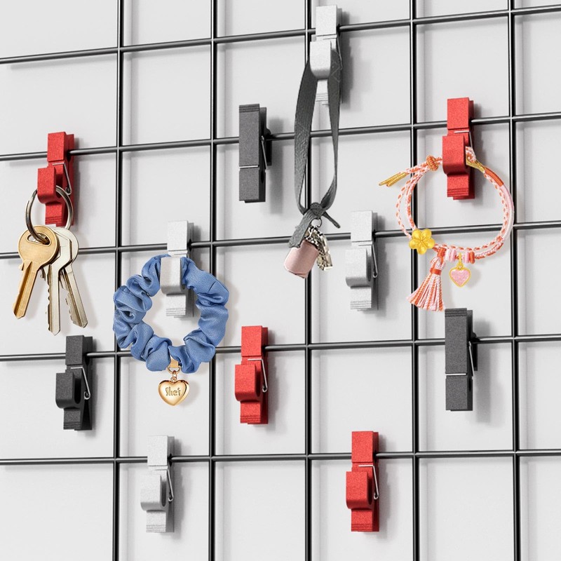UVKDEENK 12pcs Grid Wall Hooks Clips Gridwall Accessories Oil Painting