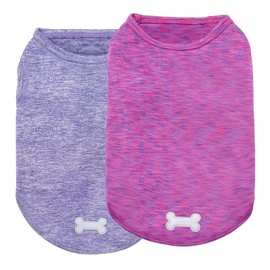 KYEESE 2 Pack Dog Shirts Quick Dry Soft Stretchy Dog T-Shirts with Reflective Label Tank Top Sleeveless Vest Sun Protection Dog Clothes for Small Medium Dogs, X-Large, Purple+Pink