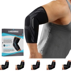 KINETIC EVOLUTION Elbow Brace for Men and Women, Stabilizes and Supports Joint and Muscles, Compression Sports Bandage for Tennis Elbow, Golfer's Elbow, Sports and Joint Pain (XL, Grey)