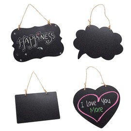 Pack of 4 Wooden Chalkboard Hanging, Wall Blackboard Decoration, Message Board, Rectangular Chalkboards, Used for Bars, Home Textiles, Menus, Homes, Restaurants, Weddings, Price Tags
