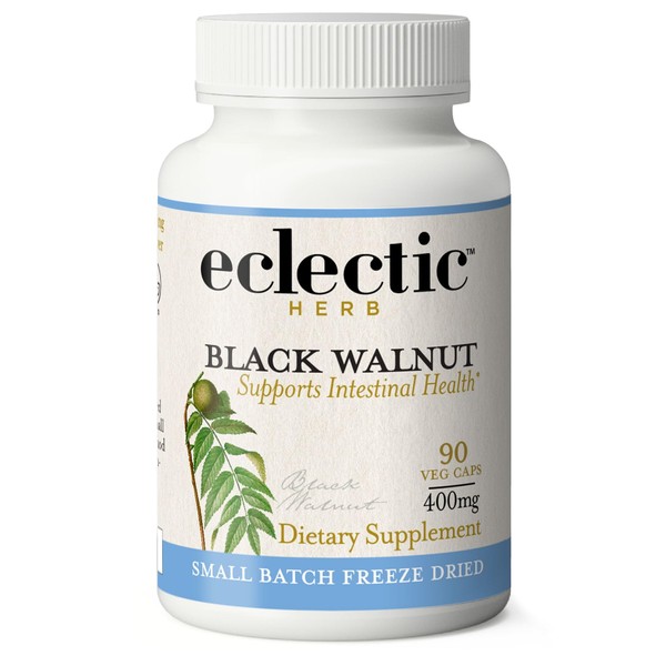 Eclectic Institute Raw Fresh Freeze-Dried Non-GMO Black Walnut | Intestinal Support, Detox & Cleanse | 90 CT (400 mg)