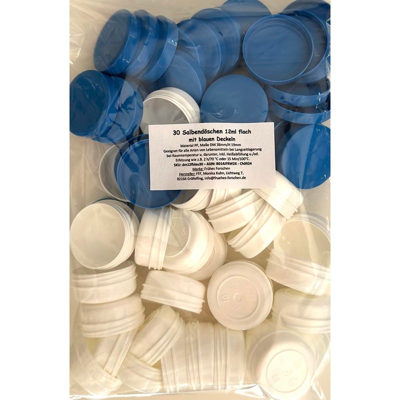 30 ointment containers, cream containers, flat ointment jar, 12 ml