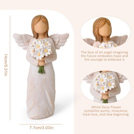 NINNSSOT New Beginnings Gifts for Women, Congratulations Gifts for New Job, Graduation, Promotion, Retirement, Leaving Farewell Gift for Coworker, Hand-Painted Daisy Decor Angel Figurines for Women
