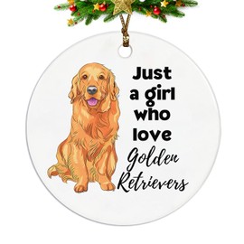 Golden Retriever Ornament, Golden Retriever Ornaments for Christmas Tree, Golden Retriever Gifts for Women, Just a Girl Who Loves Golden Retriever Ceramic Christmas Tree Ornaments