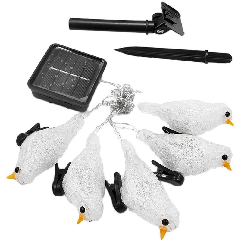Waterproof 5 LED Acrylic Bird Lights String Solar Fairy Lamp