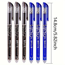 MROOFUL 55pcs/lot Erasable Gel Pen Refills 0.5mm Office Erasable Pen Washable Handle Colored Erasable Ink Pens Writing Stationery (Blue)