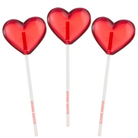Rainbow Mix Heart Lollipops, 2" Diameter Lollipop, Watermelon/Cherry/Green Apple/Blue Raspberry/Grape/Peach Flavors, Handcrafted Fresh in USA, 24 Pieces