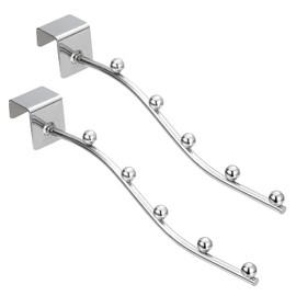uxcell 2Pcs 8.46" Wall Mount Waved Waterfall Hanger Rack 5 Beads, Metal Garment Hook Clothes Display Hooks Wall Hangers Organizer for Homes, Supermarket, Clothing Stores (Silver)