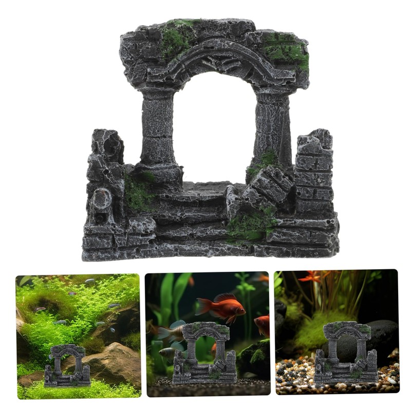 CIYODO Aquarium Decor Resin Roman Column Fish Tank Ornaments Classical