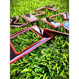 AUTOCARIMAGE RAISED TAILGATE LETTERS for FRONTIER 2022-2025 GLOSSY BLACK/RED OUTLINE