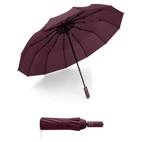 Aymorder Auto Open/Close Folding Travel Umbrella, Compact Lightweight Umbrella, Fast