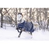 HKM Economic Turnout Blanket with Polar Fleece Lining, Dark Blue,