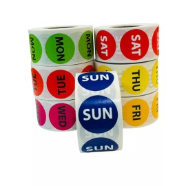 Labels and More 2" Round Blue Day of the Week SUNDAY Inventory Labels 500 Per Roll