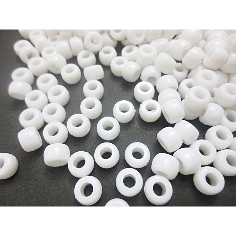 500 Pcs Big Acrylic Beads White 9 mm Huey, Dewey,