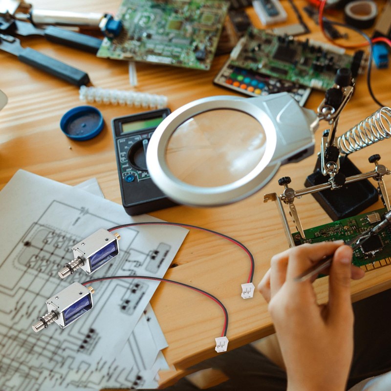 TEHAUX 9pcs Push Pull Solenoid Electromagnet, Mini Linear Actuator 12v