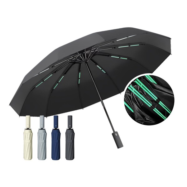 xppe (2024 12 Double Ribs, High Wind) Large Folding Umbrella,